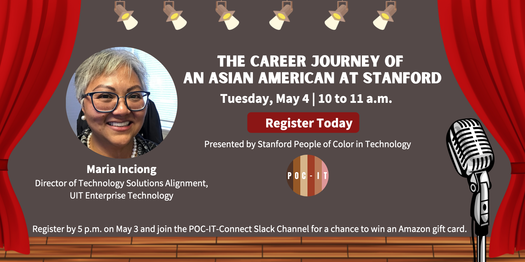 The Career Journey of an Asian American at Stanford: Tuesday May 4, 10 to 11 a.m.