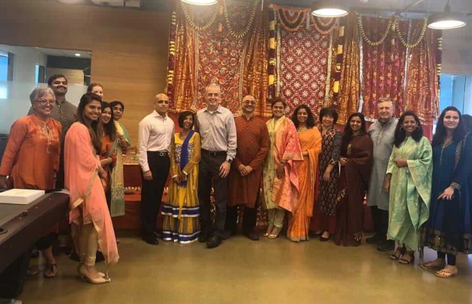 Maria and colleagues celebrating Diwali