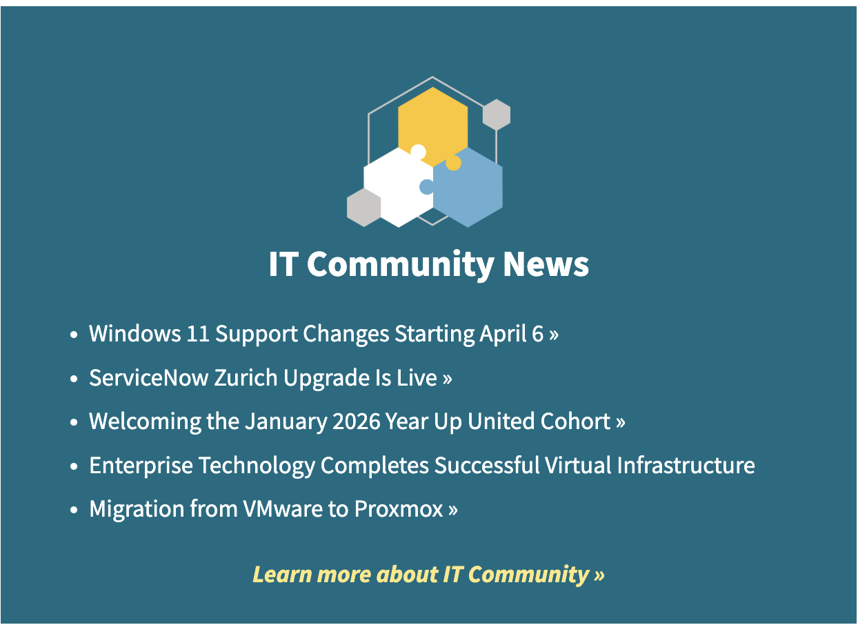 IT Community news block in newsletter