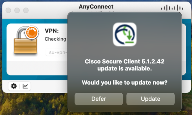 Pop-up message to offer VPN upgrade